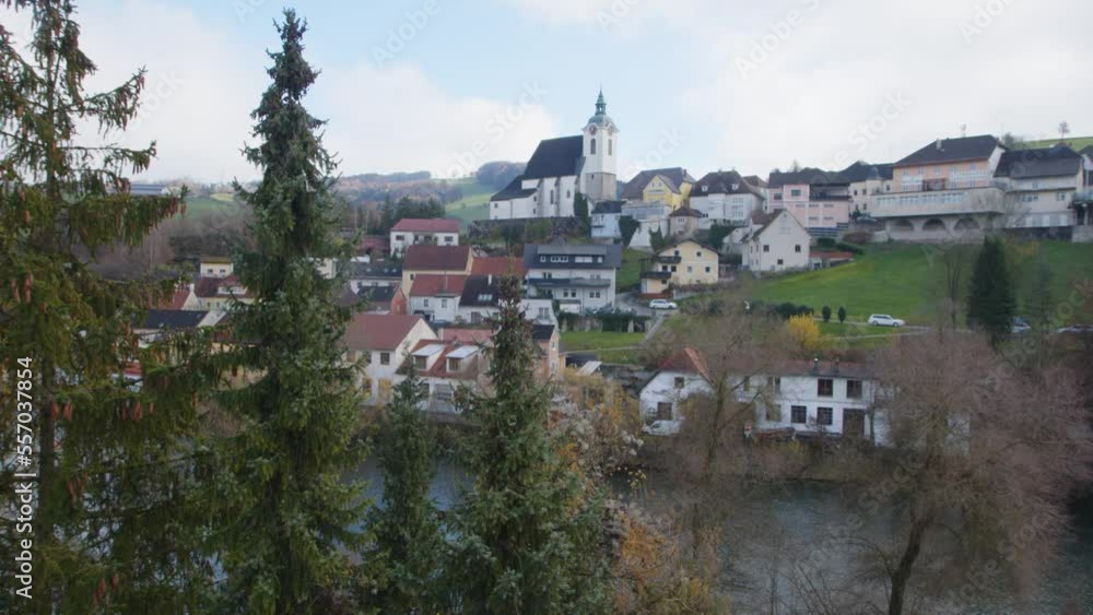 Steinbach at Steyr river viewed from Gruenburg Steinbach at Steyr river viewed from Gruenburg