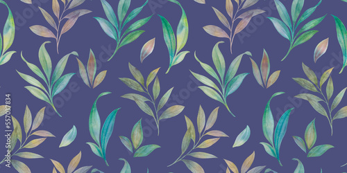 Leaves watercolor seamless pattern. abstract botanical background