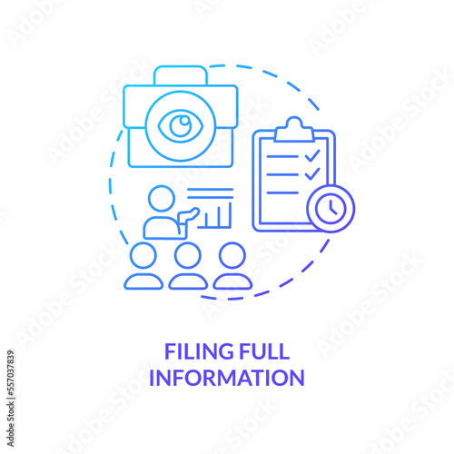 Filling full information blue gradient concept icon. Preventing mass exodus during mergers abstract idea thin line illustration. Transparency. Isolated outline drawing. Myriad Pro-Bold font used