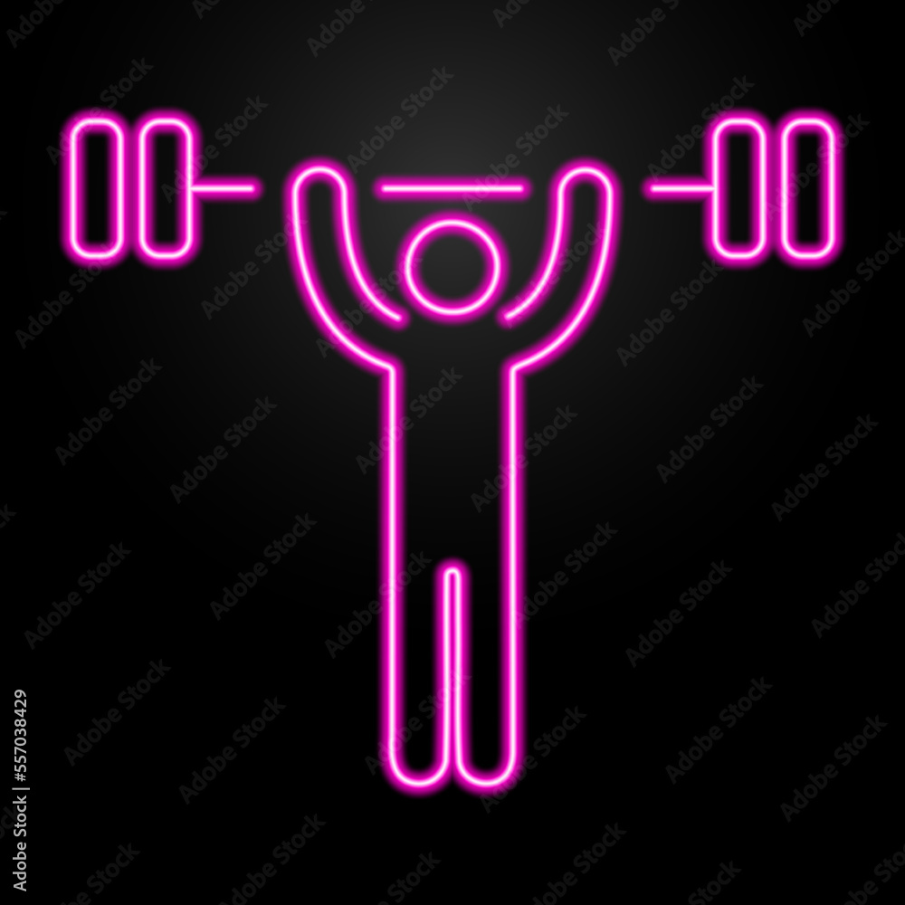 man barbell neon sign, modern glowing banner design, colorful modern design trends on black background. Vector illustration. man barbell neon sign, modern glowing banner design, colorful modern design trends on black background. Vector illustration.