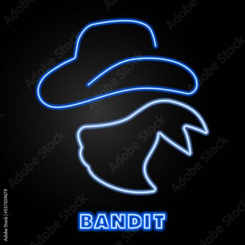 bandit neon sign, modern glowing banner design, colorful modern design trends on black background. Vector illustration.