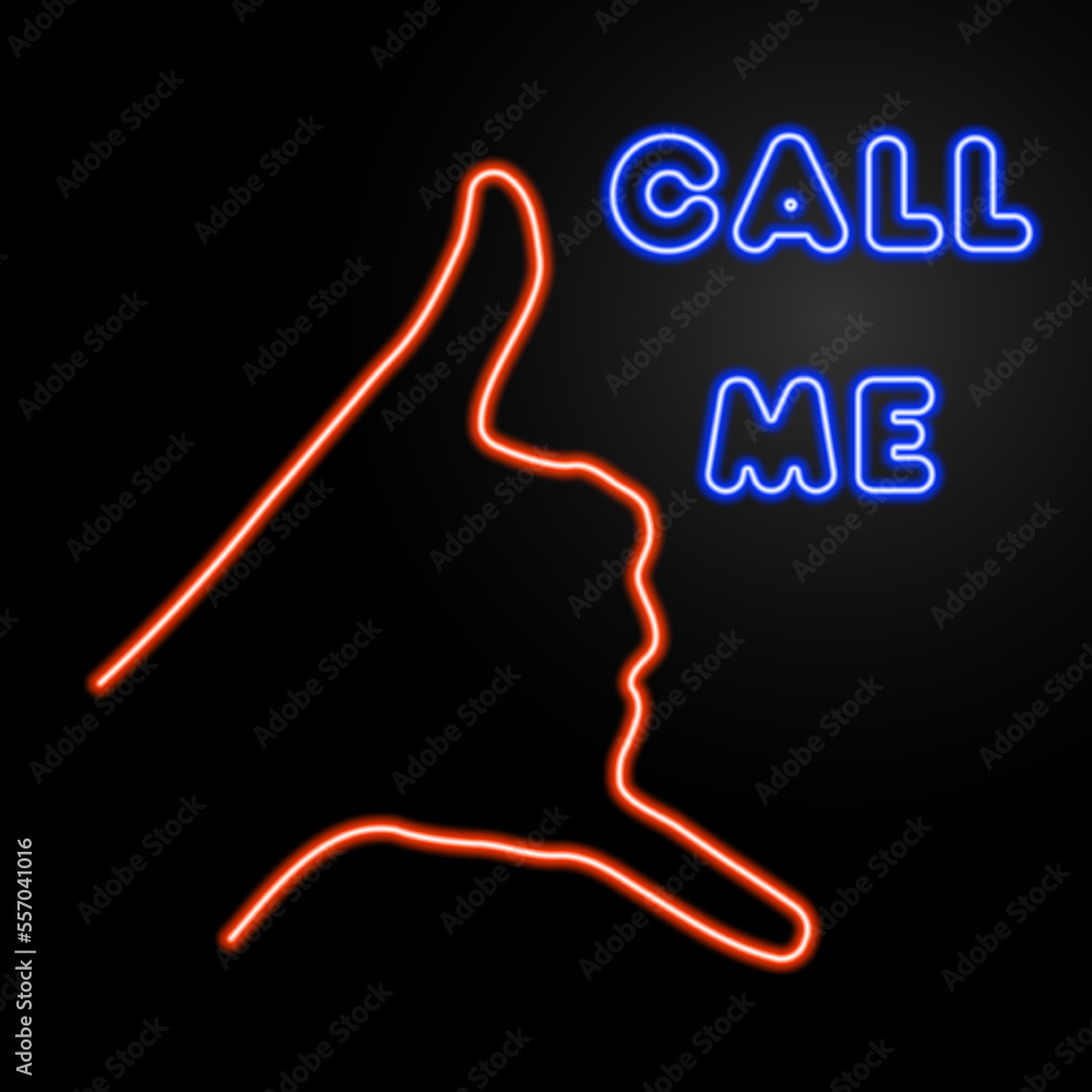 call me neon sign, modern glowing banner design, colorful modern design trends on black background. Vector illustration. call me neon sign, modern glowing banner design, colorful modern design trends on black background. Vector illustration.