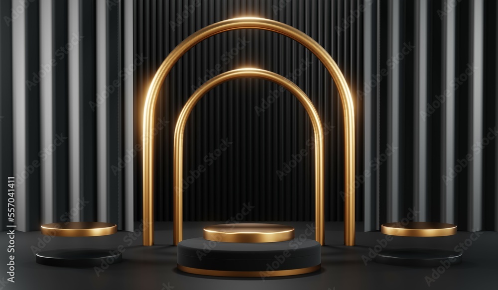3D rendering of blank product background for cream cosmetics Modern black podium background 3D rendering of blank product background for cream cosmetics Modern black podium background