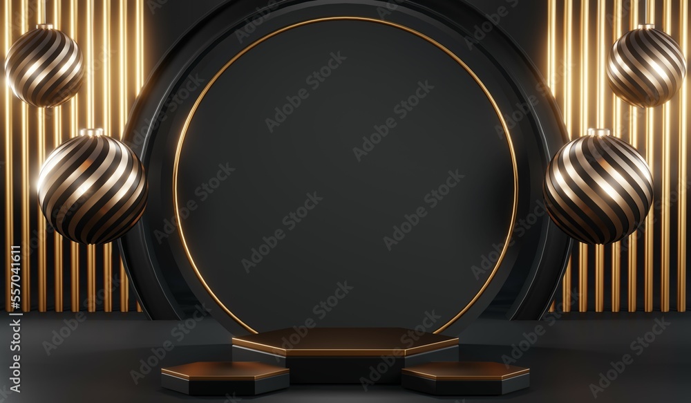 3D rendering of blank product background for cream cosmetics Modern black podium background 3D rendering of blank product background for cream cosmetics Modern black podium background