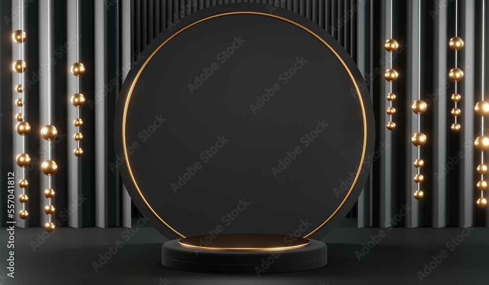 3D rendering of blank product background for cream cosmetics Modern black podium background 3D rendering of blank product background for cream cosmetics Modern black podium background
