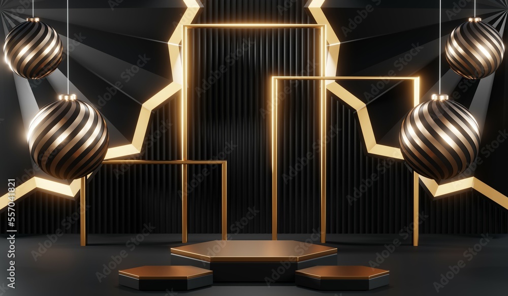 3D rendering of blank product background for cream cosmetics Modern black podium background 3D rendering of blank product background for cream cosmetics Modern black podium background