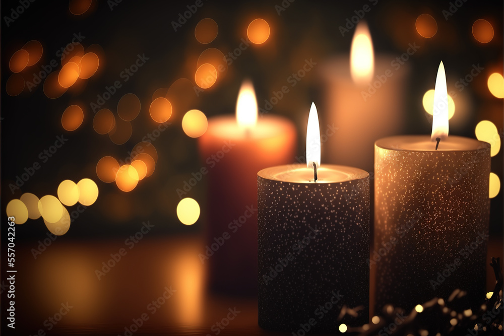 Candles burning on a blurred background. Beautiful candle fire in the dark. Candles burning on a blurred background. Beautiful candle fire in the dark.