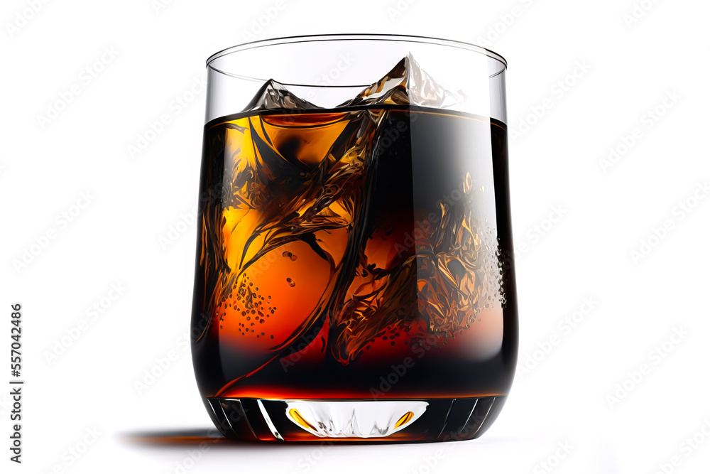 Cocktail Black Russian on white background. Black russian cocktail with ...