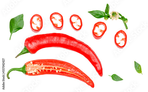 Pepper bitter isolated on a white background , top view