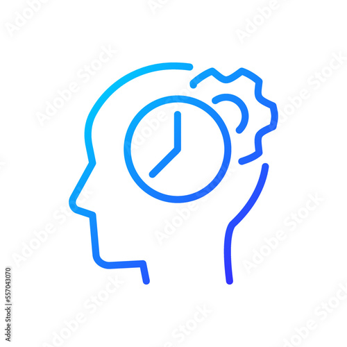 Time for thinking process pixel perfect gradient linear vector icon. Synchronizing biological clock. Keep learning. Thin line color symbol. Modern style pictogram. Vector isolated outline drawing
