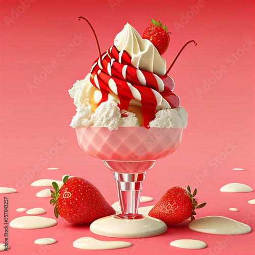 strawberry ice cream ai generated  © adel