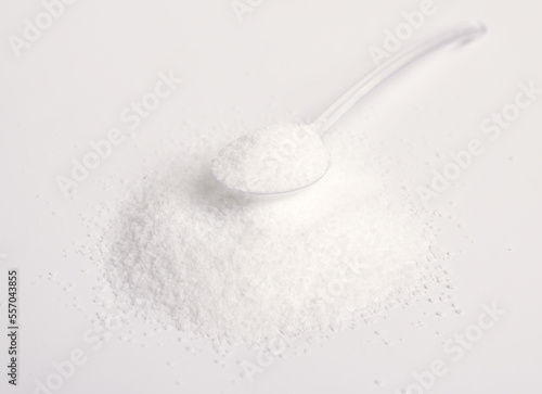 Stevioside powder. Natural sweetener Isolated on white background