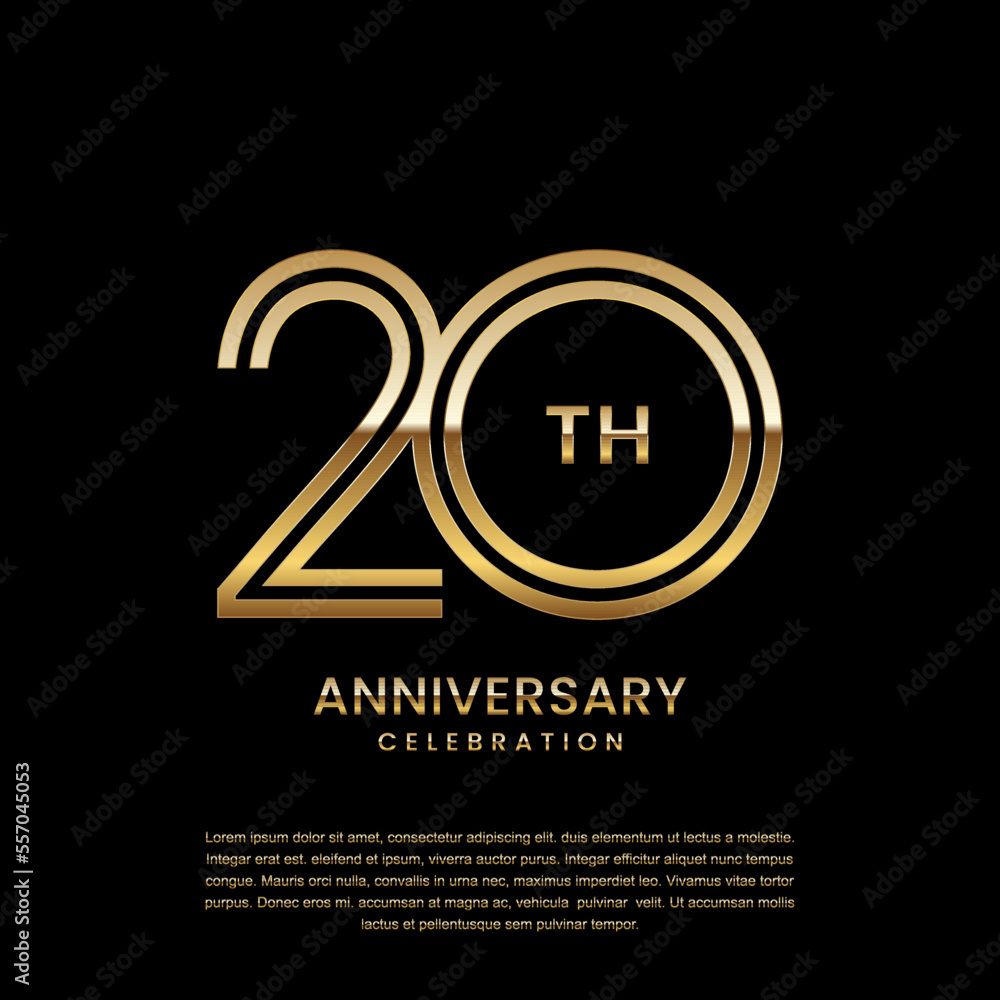 20 year anniversary celebration. Anniversary logo design with double ...