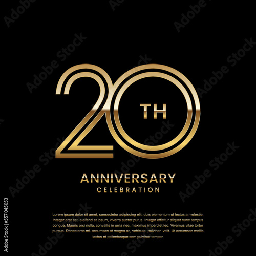 20 year anniversary celebration. Anniversary logo design with double line concept. Logo Vector Template Illustration