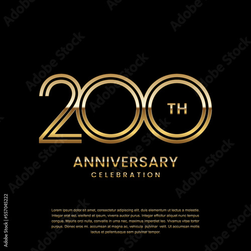 200 year anniversary celebration. Anniversary logo design with double line concept. Logo Vector Template Illustration