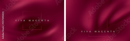 Abstract viva magenta background with smooth wavy texture background silk drapery concept. Wallpaper design for poster, presentation, website.