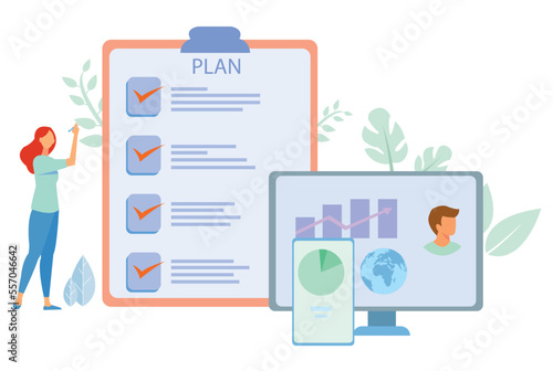 Management concept. Successful business project planning, development and scheduling. Management and marketing strategy development, leadership and coordination