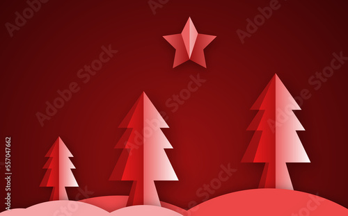 christmas papercut background holiday xmas winter paper origami decoration banner