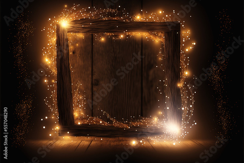 Frame of lights bokeh golden flares and sparkler abstract background