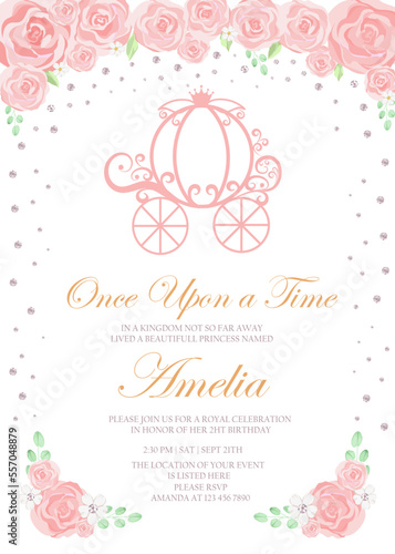invitation card for the girl's first birthday party. Template for baby shower invitation. one year	