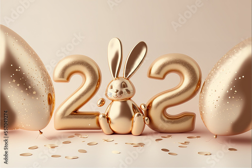 gold  helium balloons 22 letter with confetti gold. Celebration happy birthday copy space