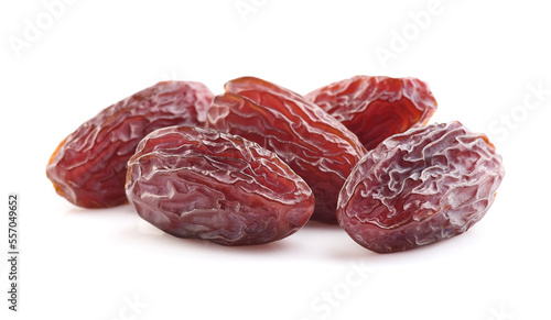 Dates fruit in closeup on white background
