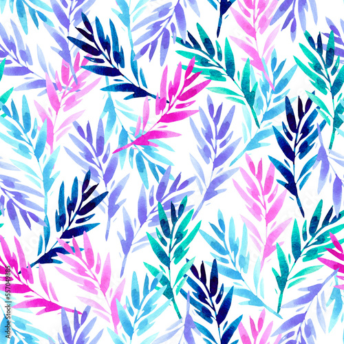 Seamless floral pattern of leaves.