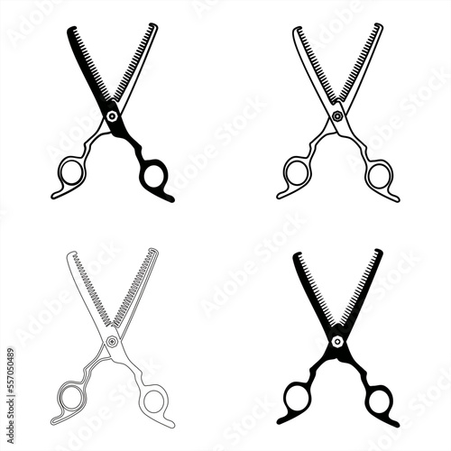 illustration set of hair thinning scissors