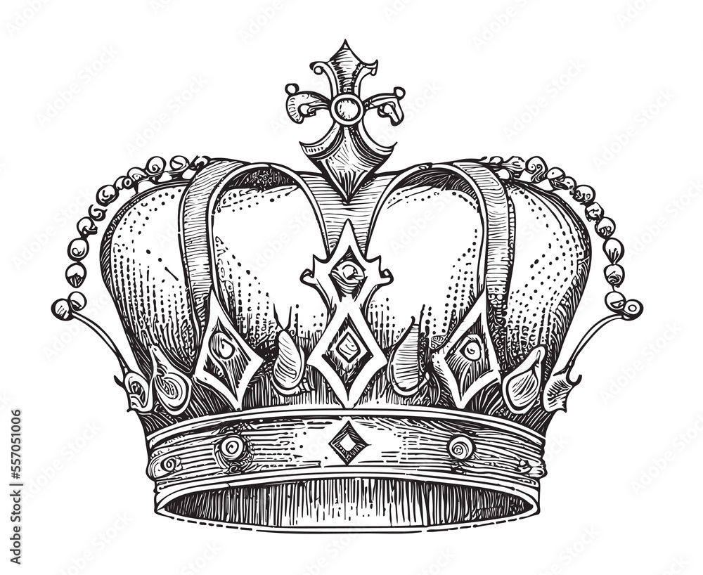 Royal King Crown Hand Drawn Sketch Vector Illustration Stock Vector 