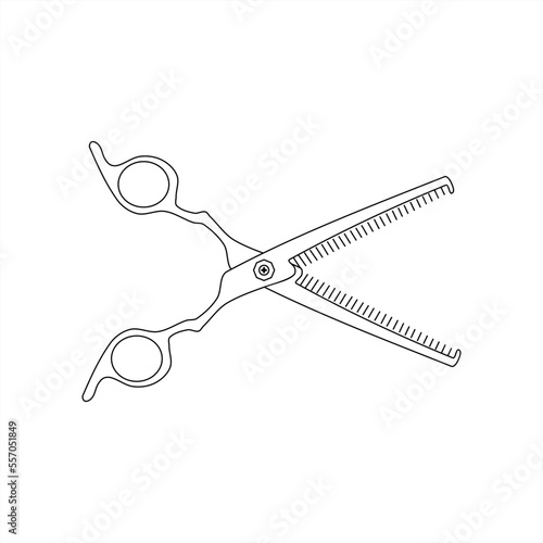 minimalistic line art illustration of thinning scissors