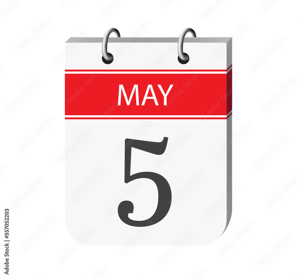 5 may calendar page vector. 3d one day calendar date appointment, deadline, event reminder illustration. Abstract three dimensional daily date calendar.
5 may calendar page vector. 3d one day calendar date appointment, deadline, event reminder illustration. Abstract three dimensional daily date calendar.