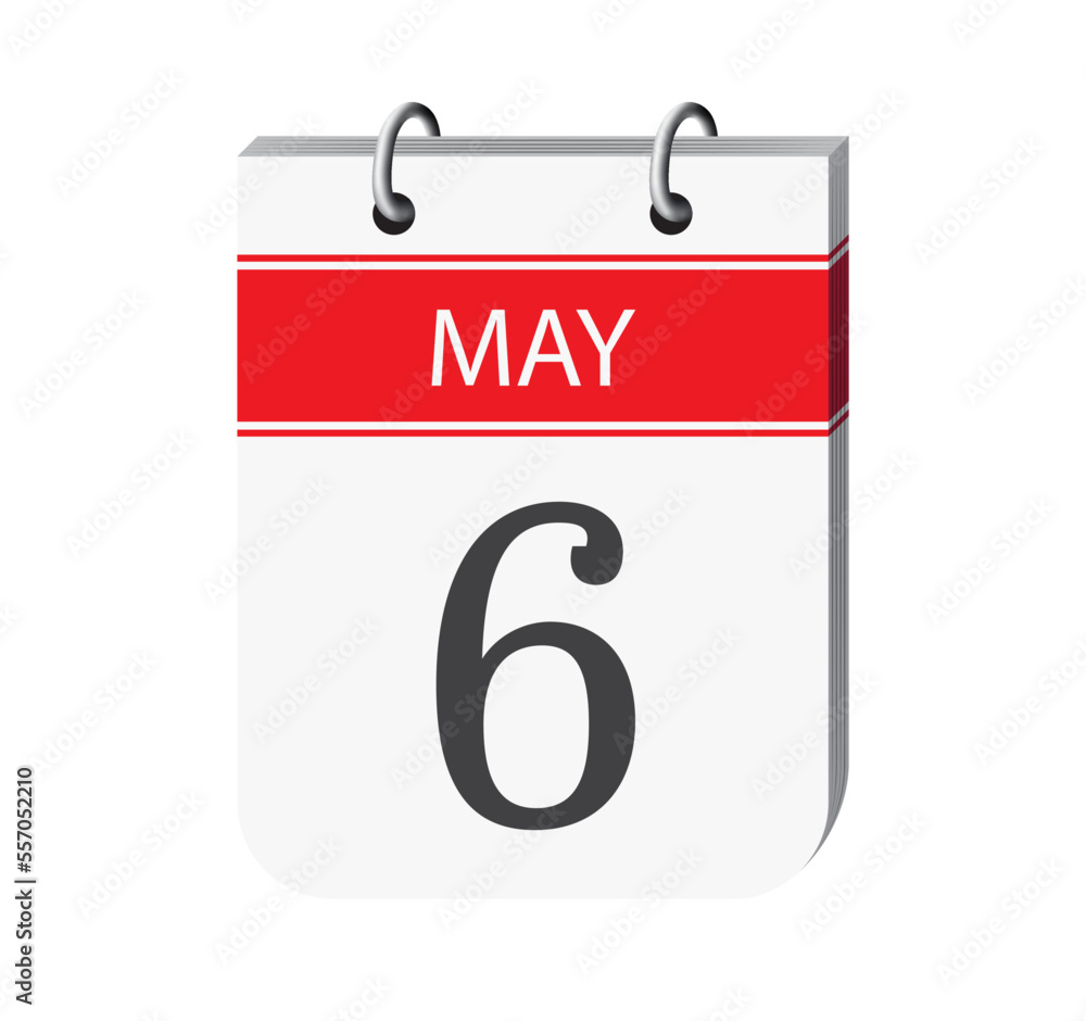 6 may calendar page vector. 3d one day calendar date appointment, deadline, event reminder illustration. Abstract three dimensional daily date calendar.
6 may calendar page vector. 3d one day calendar date appointment, deadline, event reminder illustration. Abstract three dimensional daily date calendar.