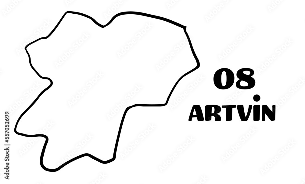 Turkey, empty Artvin map vector Turkey, empty Artvin map vector