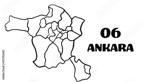 Turkey  Ankara districts map vector