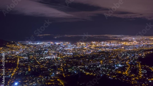 Johannesburg South African capital aerial city skyline at night  photo