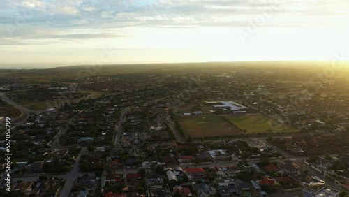 Residential houses in Port Elizabeth South African city sunset aerial 