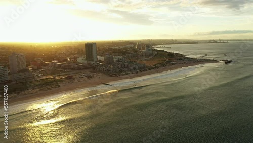 Industrial city of Port Elizabeth during sunset aerial shot  photo