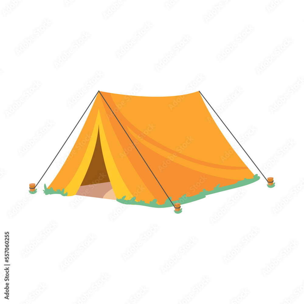 yellow camp tent - obrazy, fototapety, plakaty 
