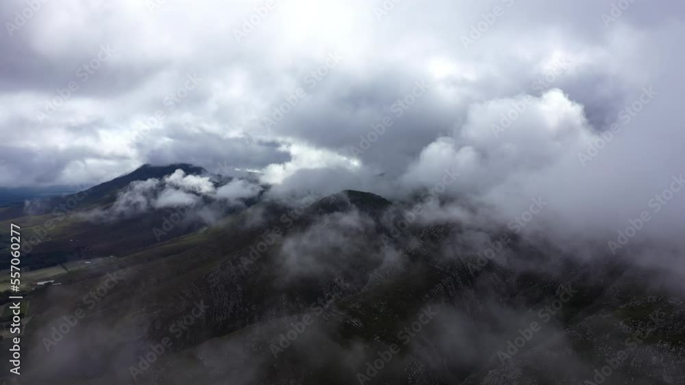 Unreal aerial shot of clouds over a mountain South Africa Unreal aerial shot of clouds over a mountain South Africa