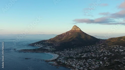 Large aerial view over Cap Town Hout Bay beach   photo