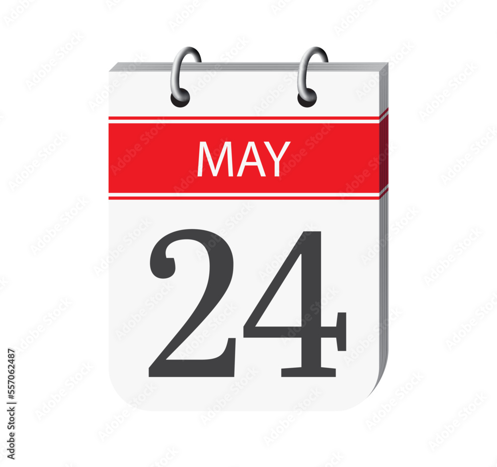 24 may calendar page vector. 3d one day calendar date appointment, deadline, event reminder illustration. Abstract three dimensional daily date calendar. 24 may calendar page vector. 3d one day calendar date appointment, deadline, event reminder illustration. Abstract three dimensional daily date calendar.