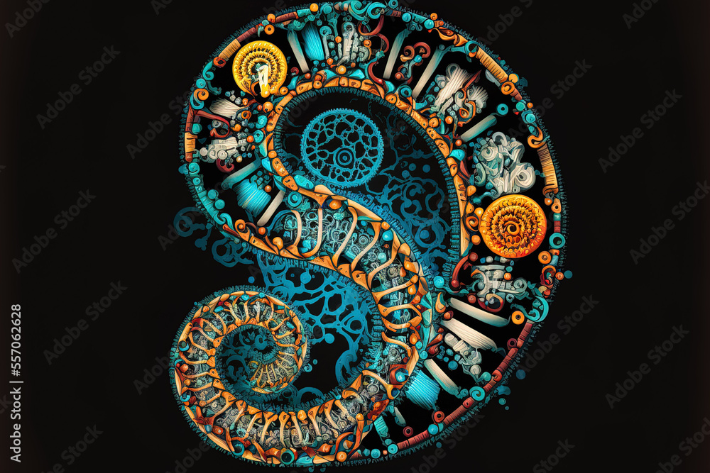medical spiral genetic dna symbol in a scientific cartoon. Generative AI