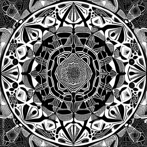 Mandala black and white background - organic mandala