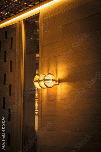 NYC Pattern / Texture: DECO LIGHT FIXTURE ON WOODEN WALL