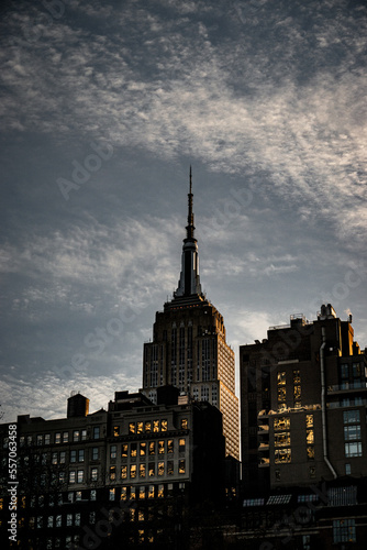NYC Building With Cloudy Sky