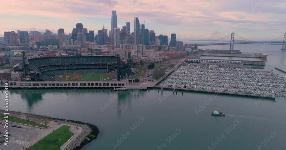 Aerial Drone Of The San Francisco City Skyline, Marina & Oracle Park Aerial Drone Of The San Francisco City Skyline, Marina & Oracle Park