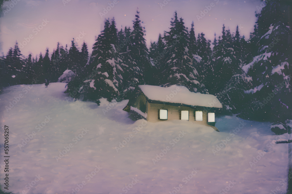 Fototapeta premium polaroid horror house