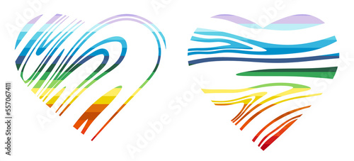 Abstract rainbow heart. Symbol of love. Valentine's Day. Drawn colored heart.