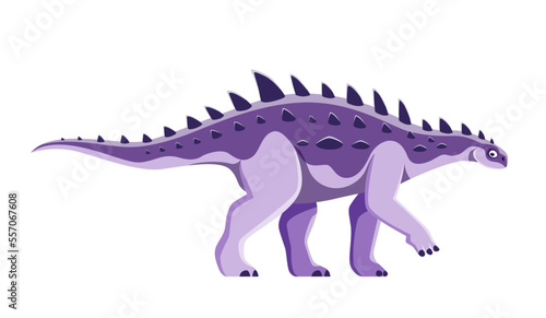 Cartoon Struthiosaurus dinosaur character. Extinct reptile or animal  prehistoric lizard. Mesozoic era beast  isolated armored herbivore dinosaur vector funny personage with spikes