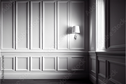 white lacquered wall with wainscoting ideal for backgrounds photo